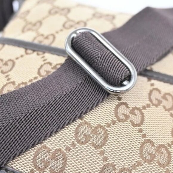 GUCCI Logo GG Pattern Crossbody Shoulder Bag Canvas Leather Brown Italy 35KC160 - Picture 7 of 16